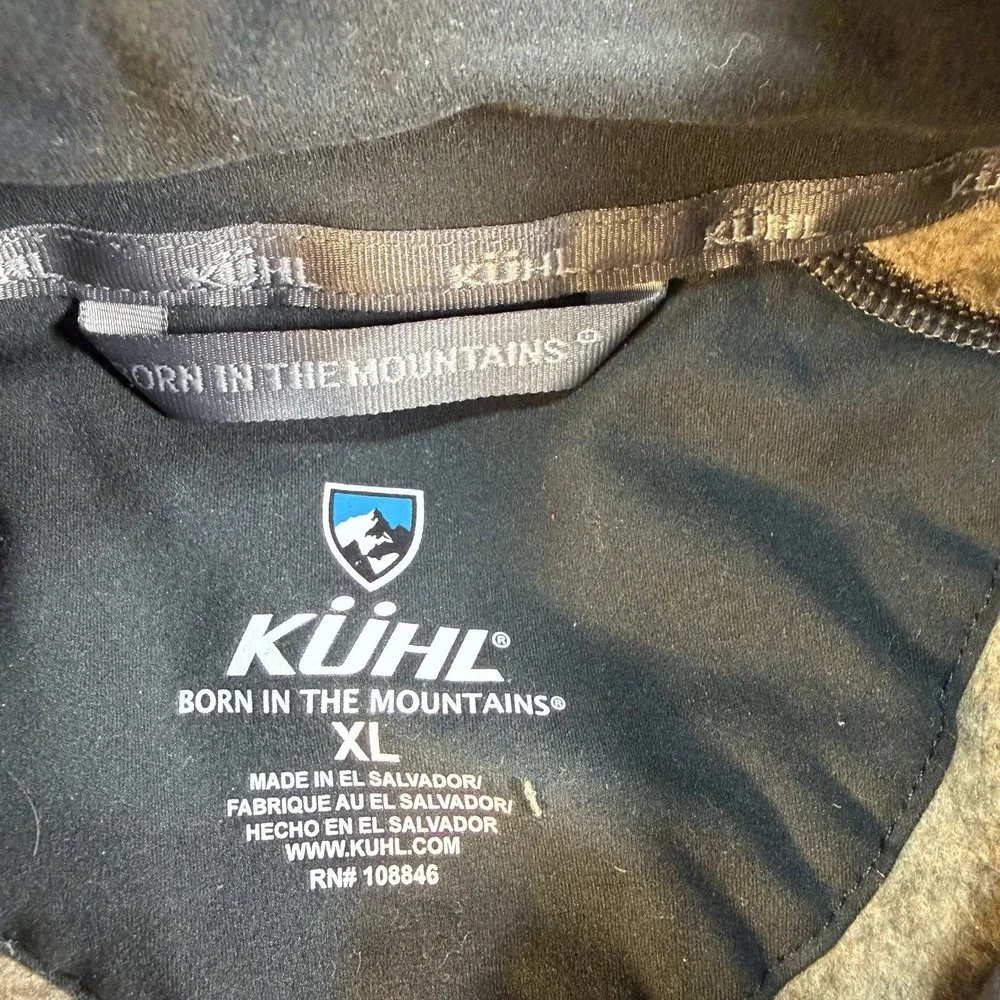 Kuhl Revel Kashmira Mens Brown Fleece 1/4 Zip Pullover Long Sleeve Sweater XL